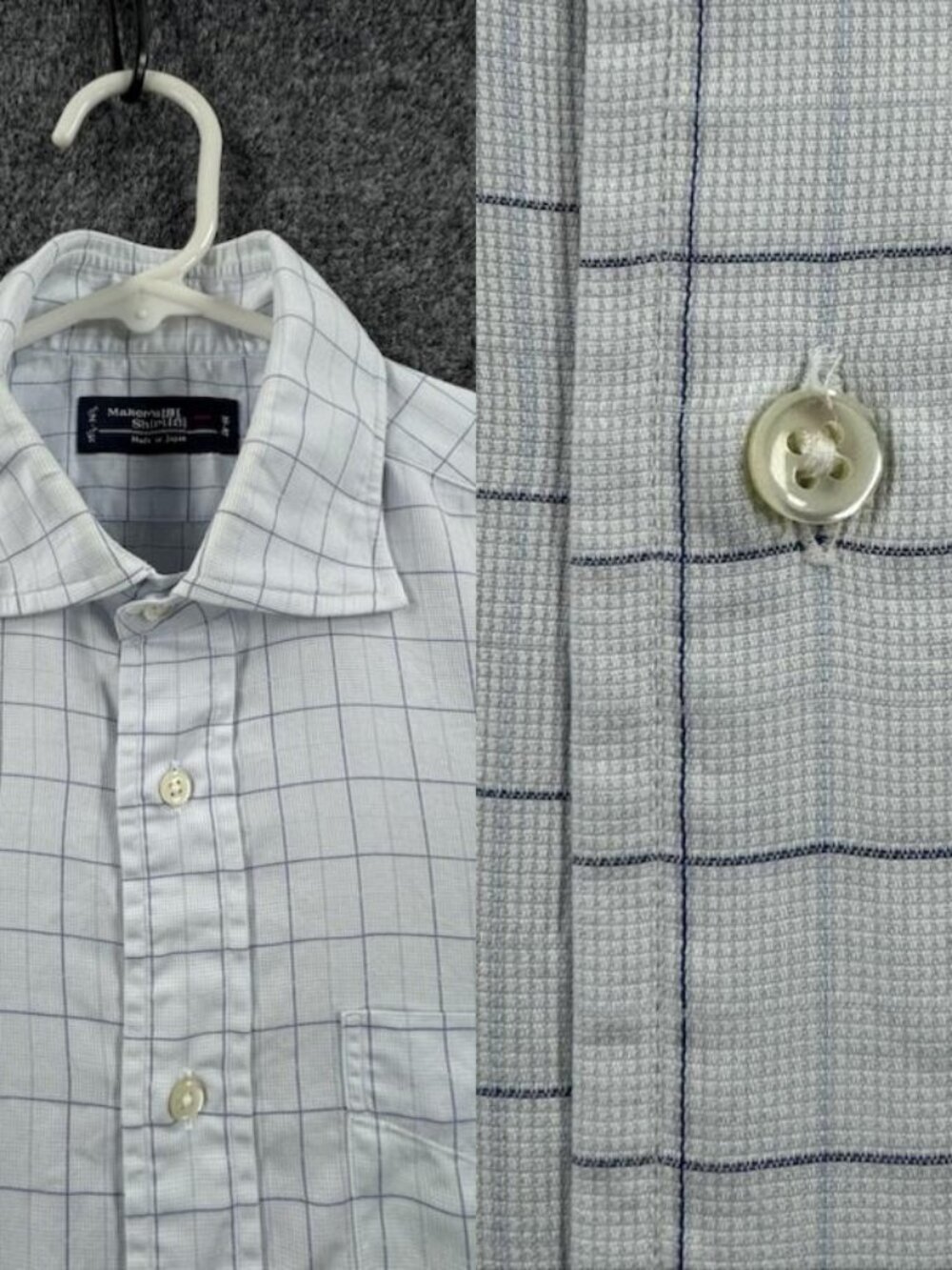 Makers Shirt Kamakura Blue White Check 15 34 Japan Shirt Men Long Sleeve Woven